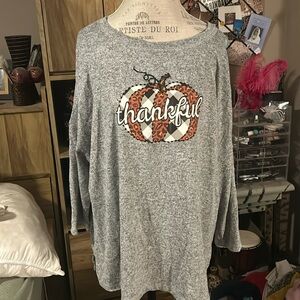 Magical Season Gray Leopard Pumpkin Thankful Shirt - 3X NWT